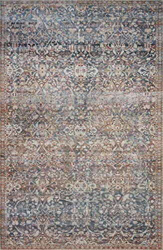 Chris Loves Julia x Loloi Jules Collection JUL-06 Denim / Spice 7'-6" x 9'-6" Area Rug