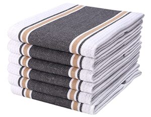 goroly home 6 pack 100% cotton farmhouse vintage dish towels tea towels highly absorbent quick dry professional grade with hanging loop - twill waffle - 18x28 inch - charcoal