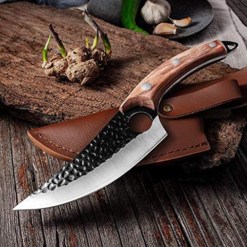 Golden Bird Viking Knife Meat Cleaver Knife Hand Forged Boning Knife with Sheath Butcher Knives High Carbon Steel Fillet Knife Chef Knives for Kitchen, Camping, BBQ