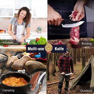 Golden Bird Viking Knife Meat Cleaver Knife Hand Forged Boning Knife with Sheath Butcher Knives High Carbon Steel Fillet Knife Chef Knives for Kitchen, Camping, BBQ