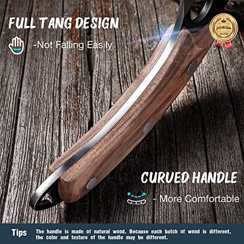 Golden Bird Viking Knife Meat Cleaver Knife Hand Forged Boning Knife with Sheath Butcher Knives High Carbon Steel Fillet Knife Chef Knives for Kitchen, Camping, BBQ