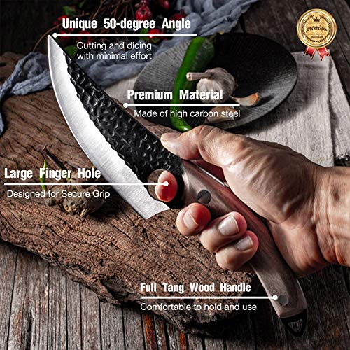 Golden Bird Viking Knife Meat Cleaver Knife Hand Forged Boning Knife with Sheath Butcher Knives High Carbon Steel Fillet Knife Chef Knives for Kitchen, Camping, BBQ