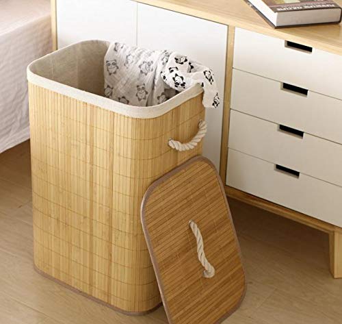 Leiio [Handmade]: This Hand-Woven Laundry Basket is Made of Natural Renewable Bamboo and is an Essential Item in Your Home. You Need a Laundry Basket to Organize Dirty Clothes and Keep Your Home Tidy