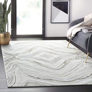 abani rugs contemporary granite grey & gold bedroom rug - modern swirl design non-shedding 6' x 9' area rug