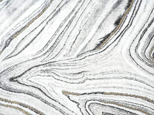 Abani Rugs Contemporary Granite Grey & Gold Bedroom Rug - Modern Swirl Design Non-Shedding 6' x 9' Area Rug