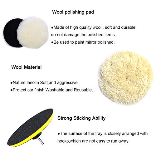 10pcs Polishing Buffing Pads Kit - 6 Inches Car Polishing Wheel for Drill, Car Foam Drill Buffer Sponge Pads Kit with M14 Drill Adapter for Car Care Polisher Boat Waxing Polishing Sealing Glaze