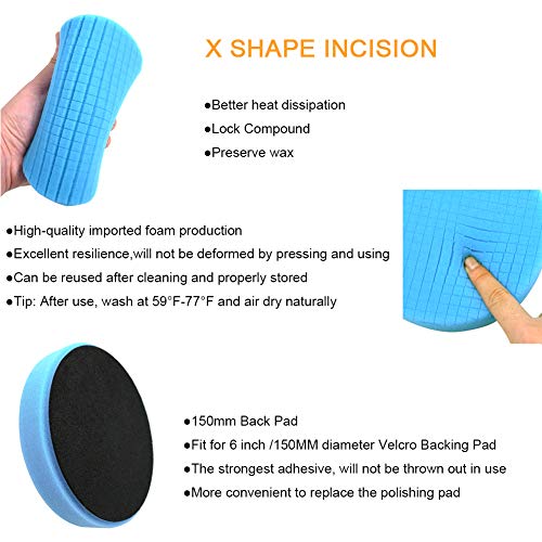 10pcs Polishing Buffing Pads Kit - 6 Inches Car Polishing Wheel for Drill, Car Foam Drill Buffer Sponge Pads Kit with M14 Drill Adapter for Car Care Polisher Boat Waxing Polishing Sealing Glaze