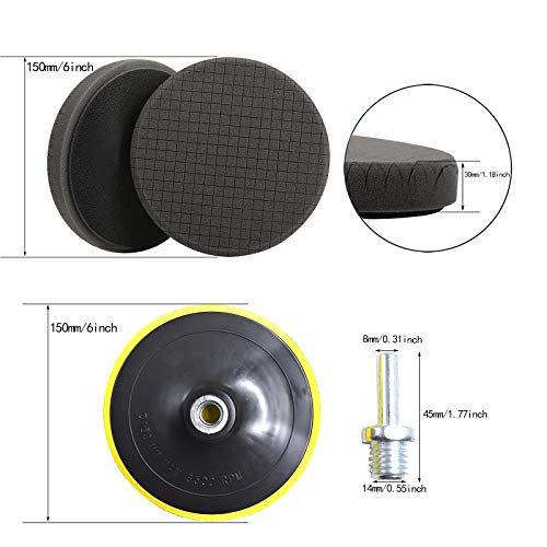 10pcs Polishing Buffing Pads Kit - 6 Inches Car Polishing Wheel for Drill, Car Foam Drill Buffer Sponge Pads Kit with M14 Drill Adapter for Car Care Polisher Boat Waxing Polishing Sealing Glaze