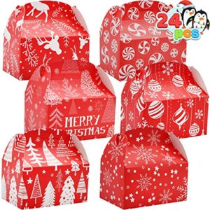 joyin 24 pcs 3d christmas treat gift wrap boxes for holiday xmas presents, goodie paper boxes, party favor supplies, candy treat cardboard cookie wrapping boxes