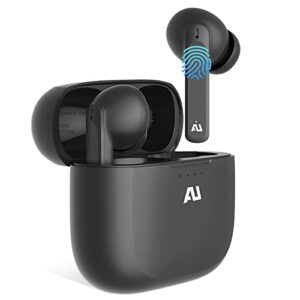 ausounds wireless earbuds, active noise cancelling, 20 hours playtime, workout sweat resistant, touch control (black)