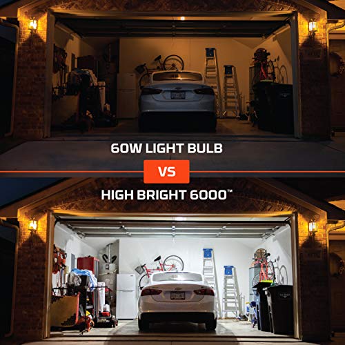 NEBO High Bright Extremely Bright LED Garage Light, Multi-Position Adjustable Panel 6000 Lumen 60W Utility Light for Garage Ceilings, Attics, Workshops White