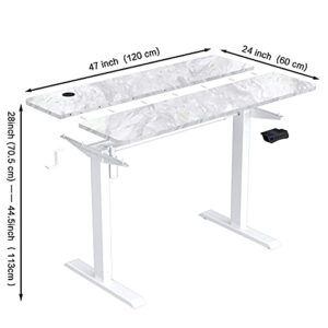 Win Up Time Electric Standing Desk- Adjustable Height Desk, Sit Stand Desk Frame & 48 x 24 Inches Table Top, Adjustable Desks for Home Office, Marbling Style