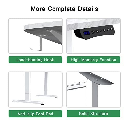 Win Up Time Electric Standing Desk- Adjustable Height Desk, Sit Stand Desk Frame & 48 x 24 Inches Table Top, Adjustable Desks for Home Office, Marbling Style