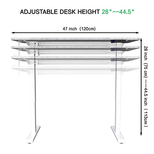 Win Up Time Electric Standing Desk- Adjustable Height Desk, Sit Stand Desk Frame & 48 x 24 Inches Table Top, Adjustable Desks for Home Office, Marbling Style