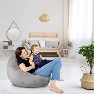 Delmach Bean Bag Chair Cover (No Filler) | Bird's Nest Shape | Adult Size | Microsuede | Stuffed Animal Storage for Kids Or Memory Foam| Double Stitched | Durable Zipper | Soft Premium