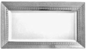 decorline "clear rectangular serving tray with silver rim - 14" x 7.25" | symphony collection | pack of 2", clear/silver (2700)