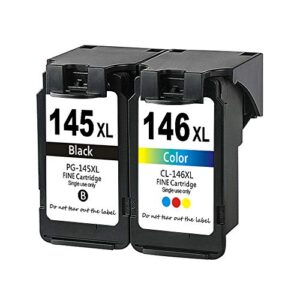 Saiyeeka Remanufactured for Canon 145 146 XL Ink Cartridge for Canon PG 145 XL CL 146 XL PG-145XL CL-146XL Ink Cartridges Replacement for iP2810 MG2410 MG2510 MG2910 MG3010 1 Black 1 Color