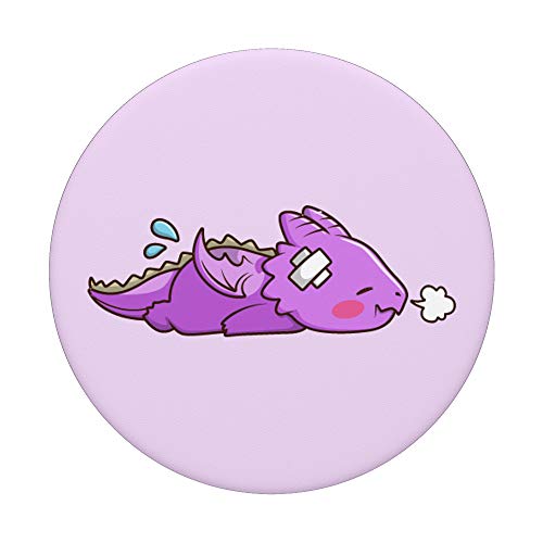 Cute Kawaii Lazy Chibi Purple Dragon PopSockets Swappable PopGrip