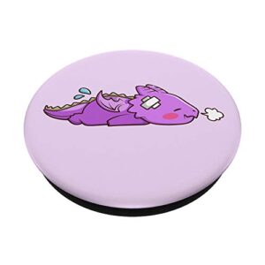 Cute Kawaii Lazy Chibi Purple Dragon PopSockets Swappable PopGrip