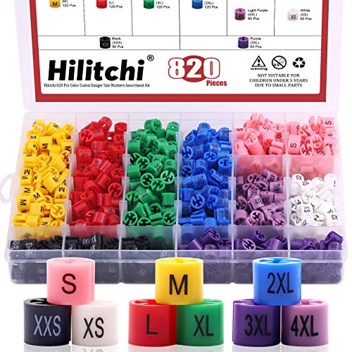 Hilitchi Hanger Markers Color Coded Garment Clothing Hanger Size Markers Assortment Kit (Pack of 820)