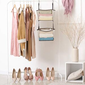 STORAGE MANIAC 2-Shelf Hanging Closet Organizer, Cloth Hanging Closet Shelf, Canvas Hanging Closet Basket with Hooks for Dorm, Apt, Bedroom, College, Garment Rack, Wardrobe, Fabric with Mesh