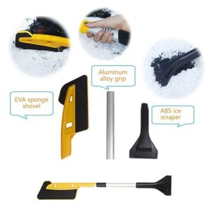 Kwak's Extendable Long Ice Scraper, ABS Snow Brushes for Car SUVs Truck Windscreen Scraper Snow Shovel Windshield Scraper for Car Van SUV with a Black Storage Bag Car Winter Accessories (1pcs)