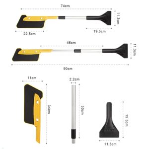 Kwak's Extendable Long Ice Scraper, ABS Snow Brushes for Car SUVs Truck Windscreen Scraper Snow Shovel Windshield Scraper for Car Van SUV with a Black Storage Bag Car Winter Accessories (1pcs)