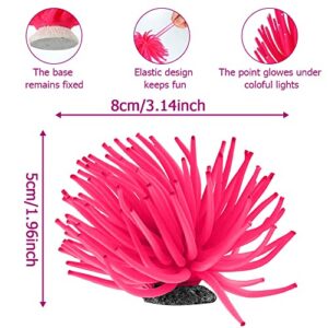 Glowing Aquarium Ornaments Silicone Fish Tank Decor Artificial Sea Anemones Decorations Including Coral Jellyfish Sea Horse, Christmas Tree Sillicon Ornament Decoration for Aquarium Fish Tank