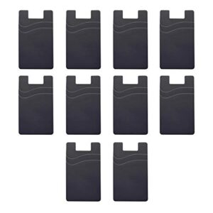 discount promos 10 montego silicone phone wallets pack - strong adhesive, dual pocket - black