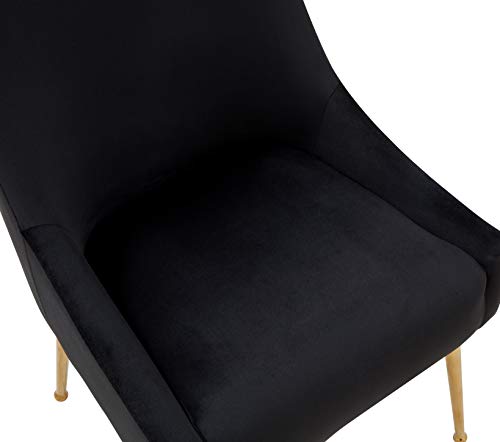 Limari Home Lombardo Collection Modern Style Velvet Upholstered Dining Chair with Back Handle (Set of 2), Black, Gold