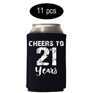 Veracco Finally 21 Cheers to 21 Years Twenty First Can Coolie Holder 21st Birthday Gift Party Favors Decorations (Black/White, 12)