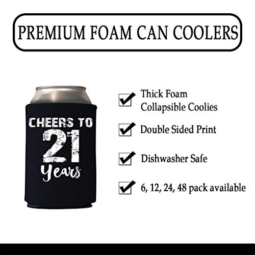 Veracco Finally 21 Cheers to 21 Years Twenty First Can Coolie Holder 21st Birthday Gift Party Favors Decorations (Black/White, 12)