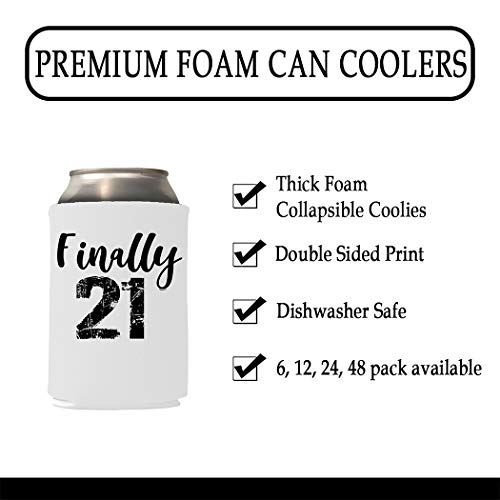 Veracco Finally 21 Cheers to 21 Years Twenty First Can Coolie Holder 21st Birthday Gift Party Favors Decorations (Black/White, 12)