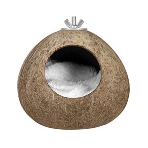 popetpop nest for birds winter warm bird nest house natural coconut shell simulation birdhouse grass bird hut parakeet nesting box ï¼ˆno blanket