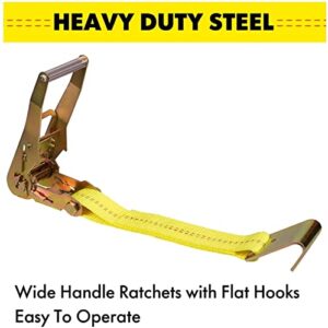 Autofonder Car Tie Down Kit Heavy Duty with Snap Hooks -Break Strength 10,000 lbs-Working Load 3333 lbs-Lasso Trailers Ratchet Straps with D-Ring 4 Axle Straps for Auto Hauling