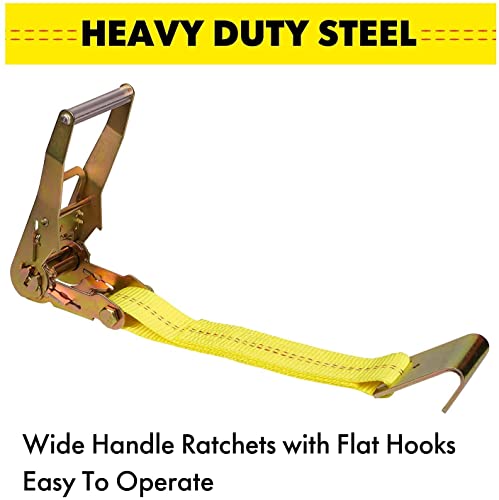 Autofonder Car Tie Down Kit Heavy Duty with Snap Hooks -Break Strength 10,000 lbs-Working Load 3333 lbs-Lasso Trailers Ratchet Straps with D-Ring 4 Axle Straps for Auto Hauling