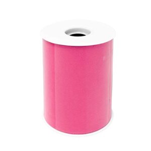 6" by 100 Yards (300 ft) Fabric Tulle Spool for Wedding and Decoration. Value Pack. (Hot Pink)