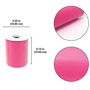 6" by 100 Yards (300 ft) Fabric Tulle Spool for Wedding and Decoration. Value Pack. (Hot Pink)