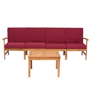 kinbor Outdoor Furniture Patio 5 PCS Wood Sectional Sofa Furniture with Big Seat for Outdoor Patio Garden Deck