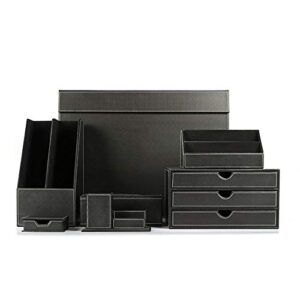file cabinet executive office supplies desktop filing a4 file cabinet holder,leather desk organizer set of 7 pcs great for filing and organizing paper documents ( color : black , size : one size )