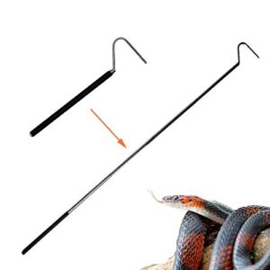 portable folding pocket stainless steel snake hook, 39.3"extension, retractable snake hook, reptile, small snake pet snake picking and handling tools