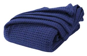 goroly home farmhouse cotton throw bed blanket king - perfect for layering any bed - provides comfort and warmth for years - navy - 102x90 inch