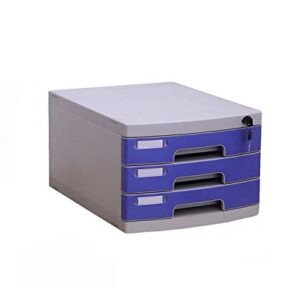 A4 Filing Pedestal Cabinet with 3 Drawer Lockable File Cabinet Desktop with Lock 3-Layer Drawer File Box Stationery Organizer Data Office Storage Box 29.5×39.4×22cm (Color : Blue)