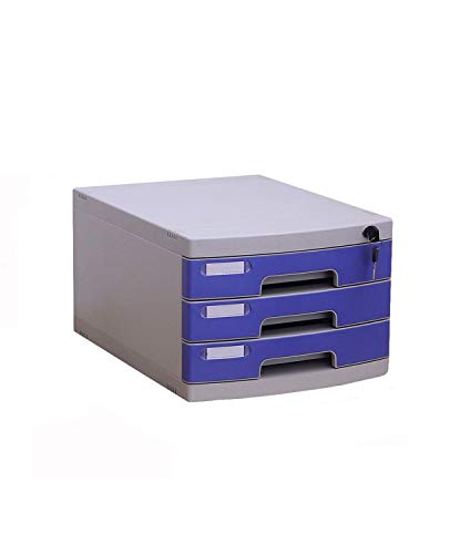 A4 Filing Pedestal Cabinet with 3 Drawer Lockable File Cabinet Desktop with Lock 3-Layer Drawer File Box Stationery Organizer Data Office Storage Box 29.5×39.4×22cm (Color : Blue)