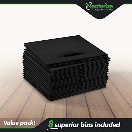 Cube Storage Baskets For Organizing - 13x13 Inch - Set of 8 Heavy-Duty Storage Cubes For Storage and Organization. Makes The Perfect Bins For Cubby Storage Boxes Or Cube Storage Organizer (Black)