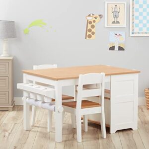 Melissa & Doug Wooden Art Table & Chairs Set - White - Kids Craft Table And Chairs, Children's Furniture