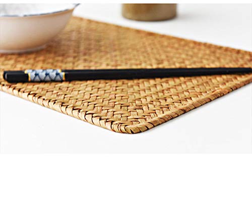 6 Pack Rectangular Woven Placemats, Rattan Wicker Table Mats, 17" x 12", Natural Seagrass Place Mats for Dining Table