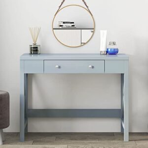 sogesfurniture 39.4inches Computer Desk with Drawer, Makeup Vanity Table, Writing Study Desk with Drawers, for Home Office, Dressing Table, Gray