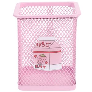 doitool trash can cute rectangle desktop trash can mini desktop wastebasket pencil case flower pot storage basket, 3.14 x 3.14 x 3.74 inch (pink)