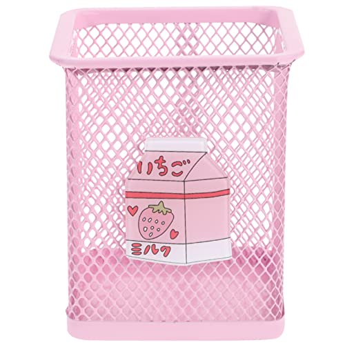 DOITOOL Trash Can Cute Rectangle Desktop Trash Can Mini Desktop Wastebasket Pencil Case Flower Pot Storage Basket, 3.14 x 3.14 x 3.74 inch (Pink)